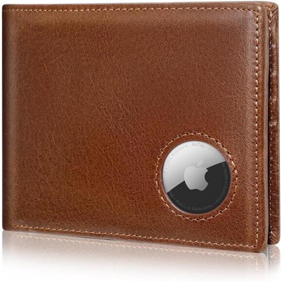 Airtag Wallet for Men Bifold Genuine Leather RFID Blocking Men's Wallet - Picture 1 of 8